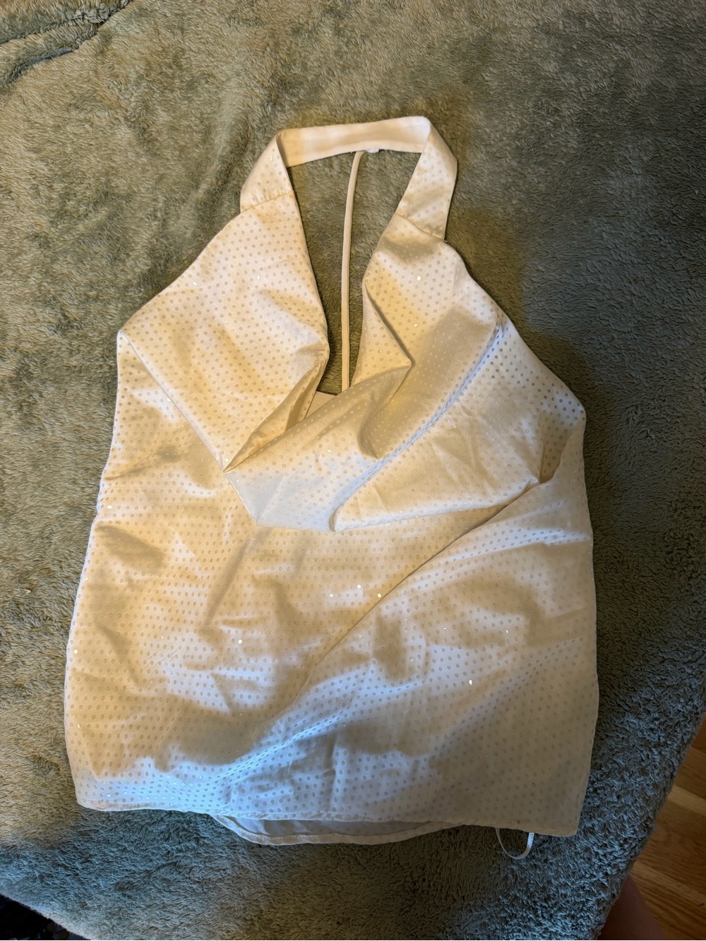 Zara Ivory Strapless Sequin Halter Dress